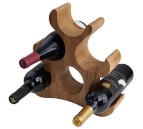 מעמד עץ קומפקטי ל־6 בקבוקי יין, בעיצוב אלגנטי